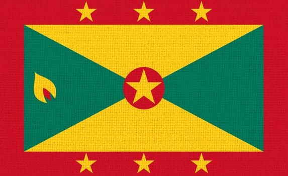 flag of Grenada. National Grenada flag on fabric surface. Grenada national flag on textured background. Fabric Texture. Island country