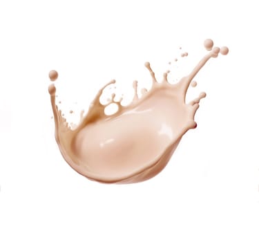 Cosmetic cream splash frozen in mid-air, isolated on a clean and crisp white background. A.I. generated image.