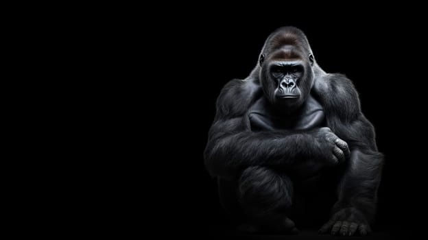 Intelligent Gorilla Isolated on black Studio Background with Copyspace artificial art
