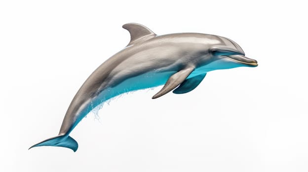 Dolphin with water splash isolated on white Background. artificial art