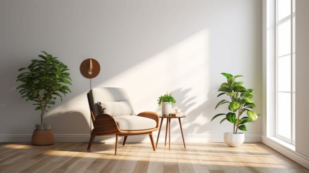 Armchair with lamp and plants wonderful place to read. artificial art