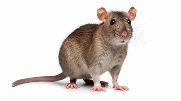 Adorable Domestic Mammal with Whiskers on White Background. artificial art