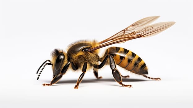 Side view of single european - german wasp ( Vespula germanica ) isolated on white background. artificial art