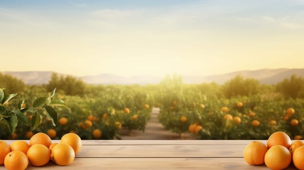 Mediterranean concept with juicy oranges and copyspace. artificial art