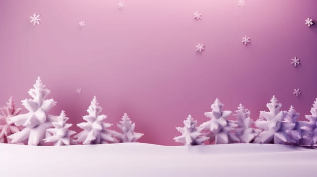 Christmas holiday star and fir branch background in bright purple colours. Winter theme wallpaper.