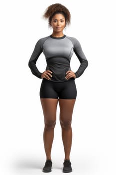 Attractive young sporty Woman , hand on hip, looking at camera. Generated Artificial Art