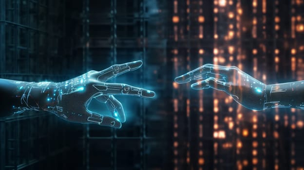Concept of Artificial intelligence AI research of robot and cyborg development for future of people living. Digital data mining and machine learning technology design for computer brain.