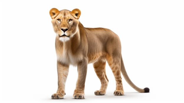 Majestic female Lion predator isolated on white background.. artificial art