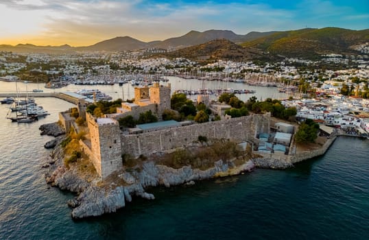 Aerial view of Bodrum in Mugla Province, Turkey.