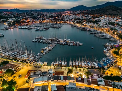 Aerial view of Bodrum in Mugla Province, Turkey.