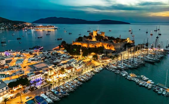 Aerial view of Bodrum in Mugla Province, Turkey.