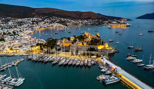 Aerial view of Bodrum in Mugla Province, Turkey.