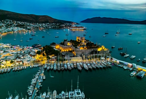 Aerial view of Bodrum in Mugla Province, Turkey.