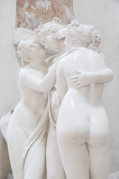 Possagno, Italy - June 2022: The Three Graces by Antonio Canova, symbol of love and beauty