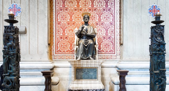 Vatican City, St Peter Basilica - March 2023: St Peter statue located in the Basilica interior