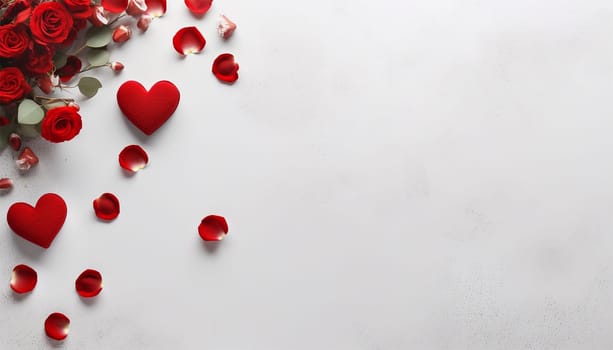 Valentine's day design. Realistic Valentine's decoration. decorative festive object. Holiday banner, web poster, flyer, stylish brochure, greeting card, cover. Romantic background. Valentines Day concept copy space top view