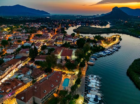 Aerial view of Dalyan in Mugla Province, Turkey.