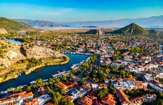 Aerial view of Dalyan in Mugla Province, Turkey.