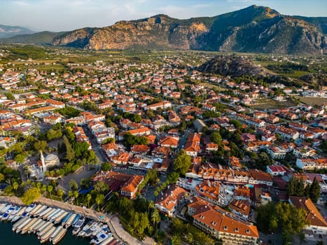 Aerial view of Dalyan in Mugla Province, Turkey.