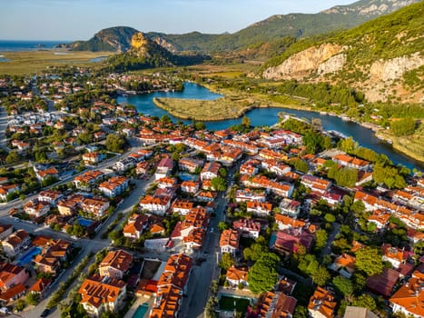 Aerial view of Dalyan in Mugla Province, Turkey.