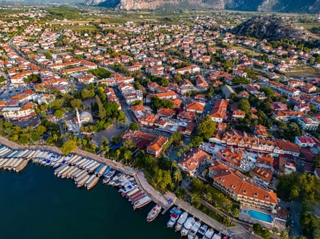 Aerial view of Dalyan in Mugla Province, Turkey.