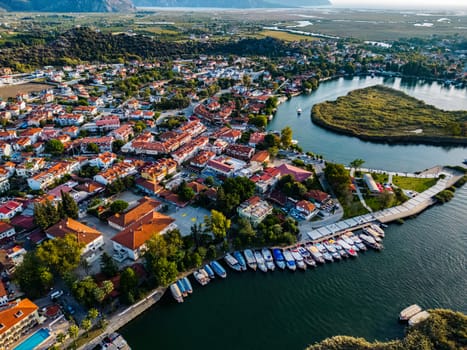Aerial view of Dalyan in Mugla Province, Turkey.