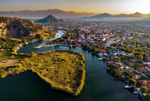 Aerial view of Dalyan in Mugla Province, Turkey.
