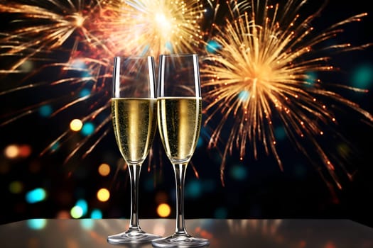 Champagne glasses for toasting generated by artificial intelligence