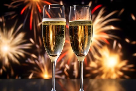Champagne glasses for toasting generated by artificial intelligence
