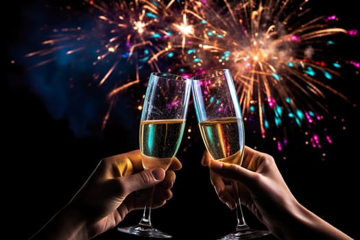 Champagne glasses for toasting generated by artificial intelligence