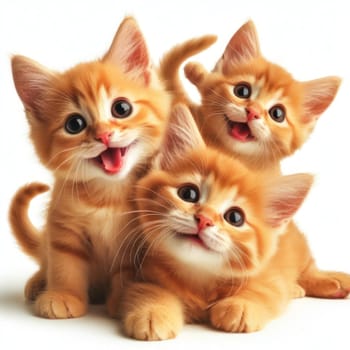 cute and adorable young orange kittens on white generative ai