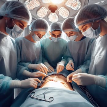 doctors and nurses medical team performing an operation on a patient generative ai
