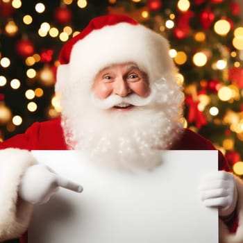 santa claus holding a sign for copyspace generative ai