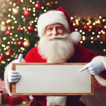 santa claus holding a sign for copyspace generative ai