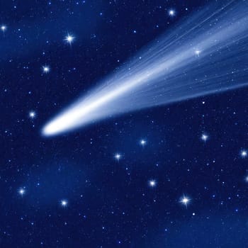 shooting star for wishing trailing across the sky at night generative ai