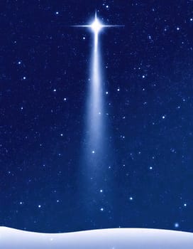 bright wishing star in the sky at night at christmas time generative ai