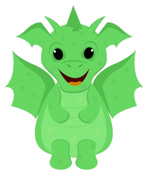 Cartoon light green dragon on a white background. Symbol of 2024. Vector image.