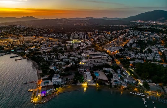 Aerial view of Gumbet, a neighbourhood of Bodrum in Mugla Province, Turkey.