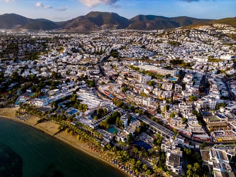 Aerial view of Gumbet, a neighbourhood of Bodrum in Mugla Province, Turkey.