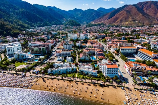 Aerial view of Icmeler, a neighbourhood of the municipality and district of Marmaris, Mugla Province, Turkey