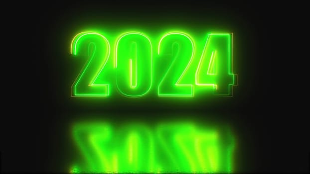 2024 Neon text. Computer generated 3d render