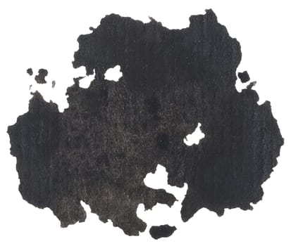 Watercolor brush stroke of black paint, on a white isolated background