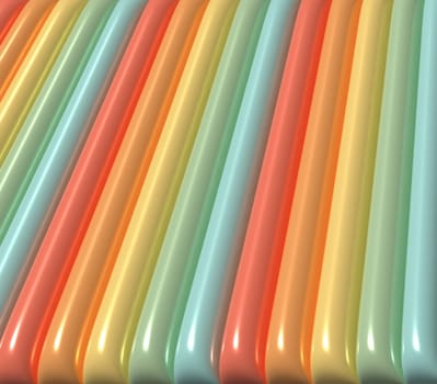 Multicolored inflated lines with a shiny surface, 3D rendering illustration