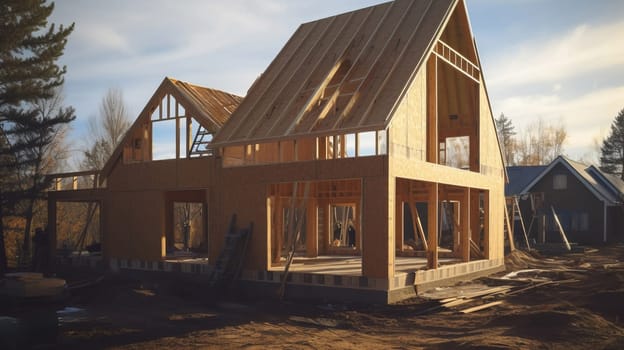 A house being built. New construction