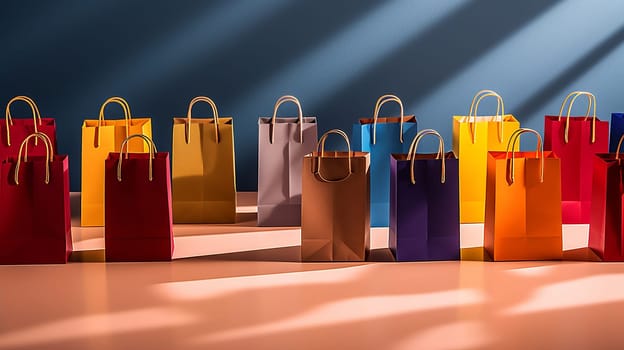 Colorful gift bags on floor