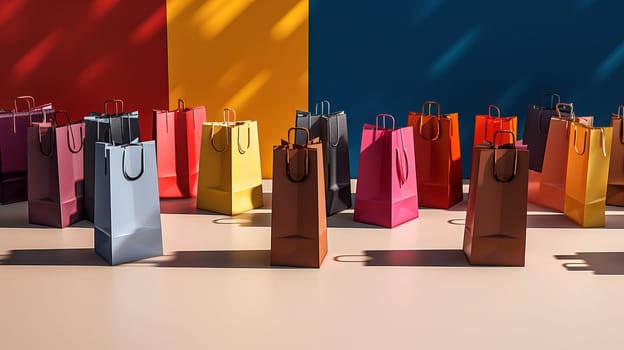 Colorful gift bags on floor