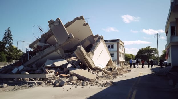 Earthquake effects. Collapses houses.