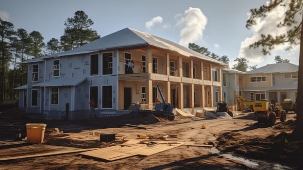 A house being built. New construction