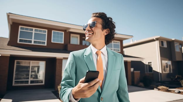 Real estate agent. Close-up portrait attractive cheerful real estate broker.