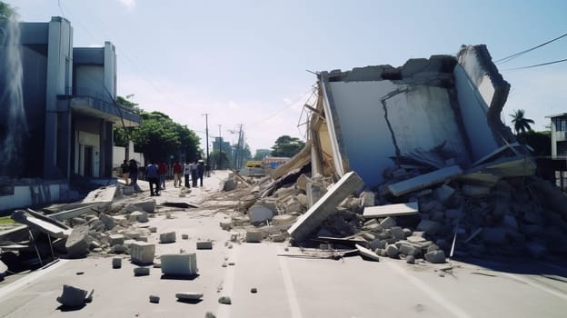 Earthquake effects. Collapses houses.